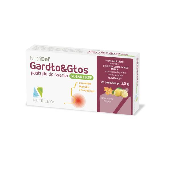 NutriDef Gardło&Głos z miodem manuka i propolisem  20pastylek do ssania Nutrileya